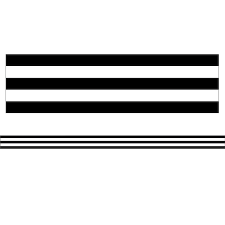 Black + White Stripes Straight Borders, 36 Feet/Pack, PK6